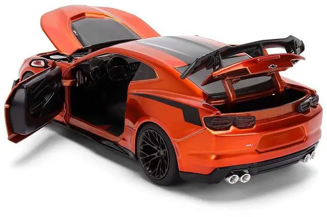 Alt view image 4 of 6 - 2024 Chevrolet Camaro ZL1 1LE Orange Metallic with Black Stripes "Bigtime Muscle" 1/24 Diecast Car Model by Jada