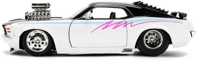 Alt view image 3 of 6 - 1970 Ford Mustang Boss 429 Black and White with Graphics "Bigtime Muscle" Series 1/24 Diecast Car Model by Jada