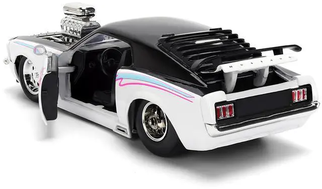 Alt view image 4 of 6 - 1970 Ford Mustang Boss 429 Black and White with Graphics "Bigtime Muscle" Series 1/24 Diecast Car Model by Jada
