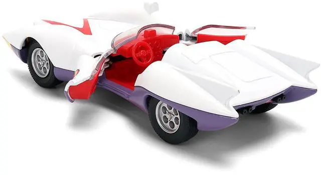 Alt view image 4 of 7 - Mach 5 White with Red Stripes and Interior "Speed Racer" (1967) TV Series "Anime Hollywood Rides" 1/32 Diecast Model Car by Jada