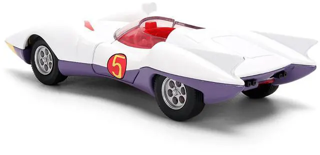 Alt view image 5 of 7 - Mach 5 White with Red Stripes and Interior "Speed Racer" (1967) TV Series "Anime Hollywood Rides" 1/32 Diecast Model Car by Jada