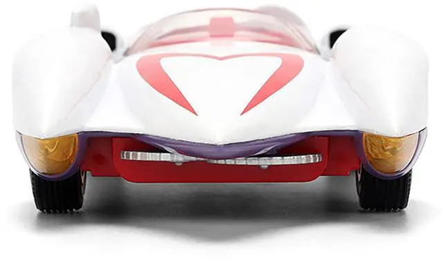 Alt view image 6 of 7 - Mach 5 White with Red Stripes and Interior "Speed Racer" (1967) TV Series "Anime Hollywood Rides" 1/32 Diecast Model Car by Jada