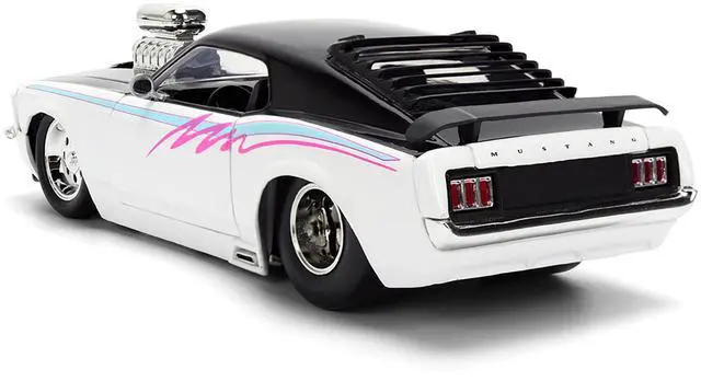 Alt view image 5 of 6 - 1970 Ford Mustang Boss 429 Black and White with Graphics "Bigtime Muscle" Series 1/24 Diecast Car Model by Jada