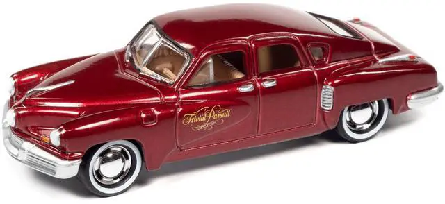 Alt view image 2 of 3 - 1948 Tucker Torpedo Red Maroon Met. w/Poker Chip & Game Card "Trivial Pursuit" 1/64 Diecast Model Car by Johnny Lightning