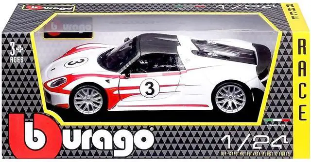 Alt view image 6 of 6 - Porsche 918 Spyder Weissach #3 White 1/24 Diecast Model Car by Bburago