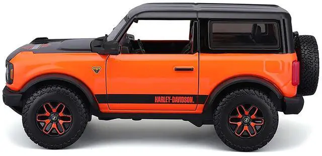 Alt view image 3 of 4 - 2021 Ford Bronco Badlands Orange and Black "Harley Davidson" "H-D Custom" Series 1/24 Diecast Model Car by Maisto