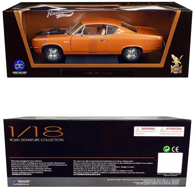 Alt view image 3 of 3 - 1970 AMC Rebel Brown Metallic with Matt Black Hood and Silver Stripes 1/18 Diecast Model Car by Road Signature