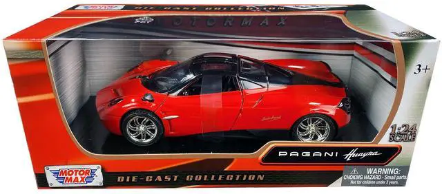 Alt view image 3 of 3 - Pagani Huayra Bright Red with Chrome Wheels 1/24 Diecast Model Car by Motormax