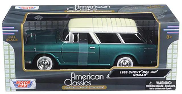 Alt view image 3 of 3 - 1955 Chevrolet Nomad Green 1/24 Diecast Model Car by Motormax