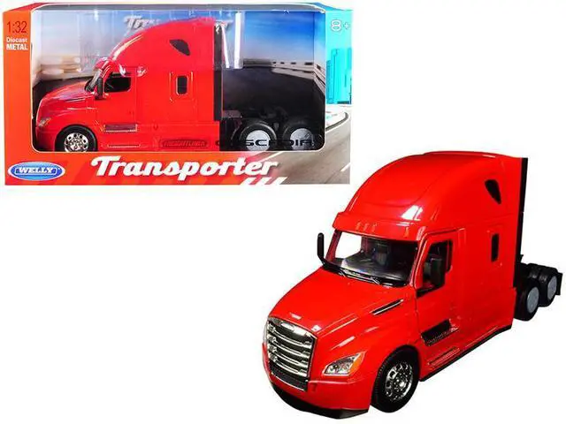 Alt view image 5 of 5 - Freightliner Cascadia Truck Red "Transporter" 1/32 Diecast Model by Welly