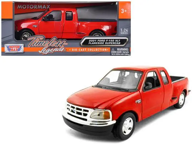 Main image of 2001 Ford F-150 XLT Flareside Supercab Pickup Truck Red 1/24 Diecast Model Car by Motormax