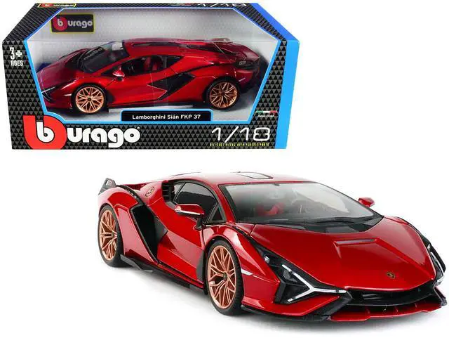 Main image of Lamborghini Sian FKP 37 Red with Copper Wheels 1/18 Diecast Model Car by Bburago