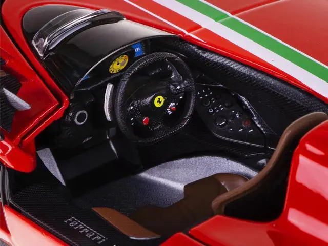 Alt view image 4 of 6 - Ferrari Monza SP1 Red with Italian Flag Stripes "Signature Series" 1/18 Diecast Model Car by Bburago