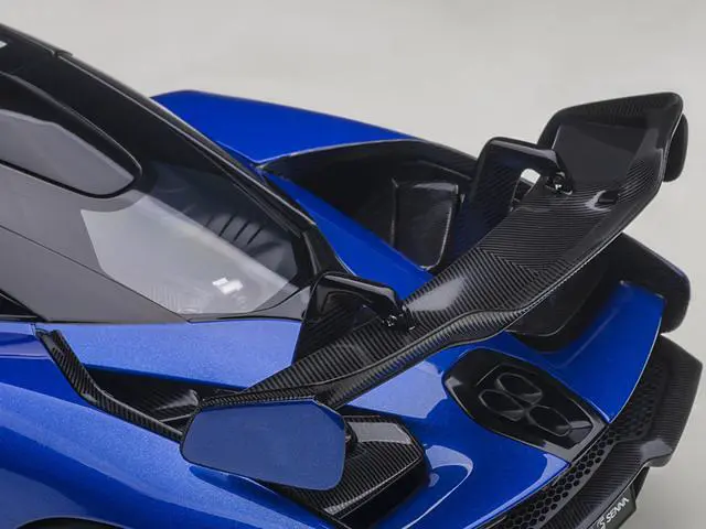 Alt view image 4 of 6 - McLaren Senna Trophy Kyanos Blue and Black with Carbon Accents 1/18 Model Car by Autoart
