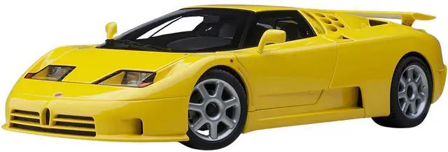 Main image of Bugatti EB110 SS Super Sport Giallo Bugatti Yellow with Silver Wheels 1/18 Model Car by Autoart