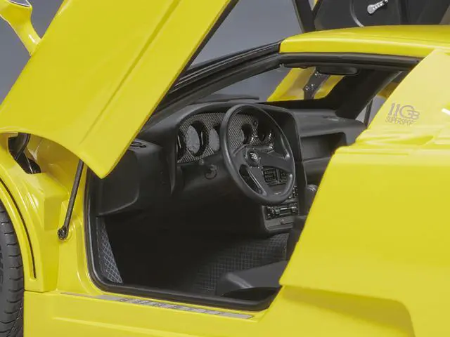 Alt view image 4 of 6 - Bugatti EB110 SS Super Sport Giallo Bugatti Yellow with Silver Wheels 1/18 Model Car by Autoart