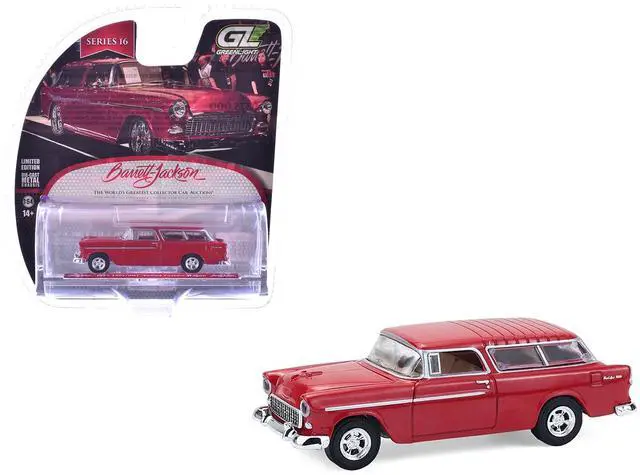 Main image of 1955 Chevrolet Nomad Custom Wagon Red "Barrett-Jackson" Series 16 1/64 Diecast Model Cars by Greenlight