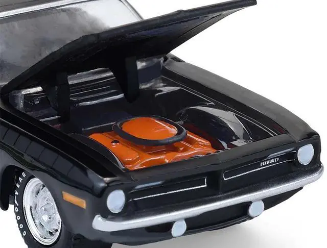 Alt view image 2 of 6 - 1970 Plymouth 'Cuda AAR Black with Gray Stripes "Barrett-Jackson" Series 16 1/64 Diecast Model Cars by Greenlight