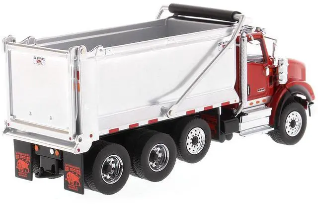 Alt view image 3 of 6 - International HX620 Tandem Axle with Pusher Axle OX Stampede Dump Truck Red & Chrome 1/50 Diecast Model by Diecast Masters
