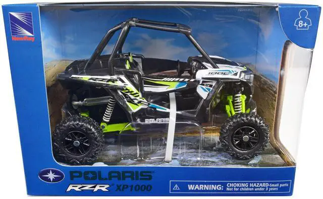 Alt view image 3 of 3 - Polaris RZR XP 1000 Dune Buggy White Lightning and Bright Green 1/18 Diecast Model by New Ray