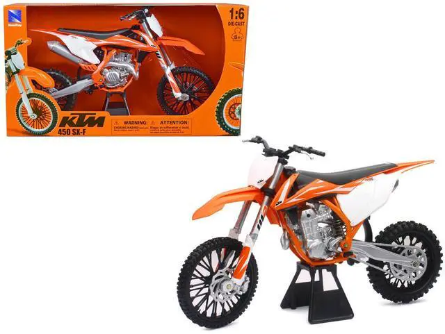 Main image of 2018 KTM 450 SX-F Dirt Bike Motorcycle Orange and White 1/6 Diecast Model by New Ray