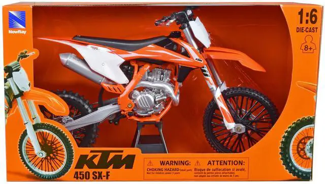 Alt view image 3 of 3 - 2018 KTM 450 SX-F Dirt Bike Motorcycle Orange and White 1/6 Diecast Model by New Ray