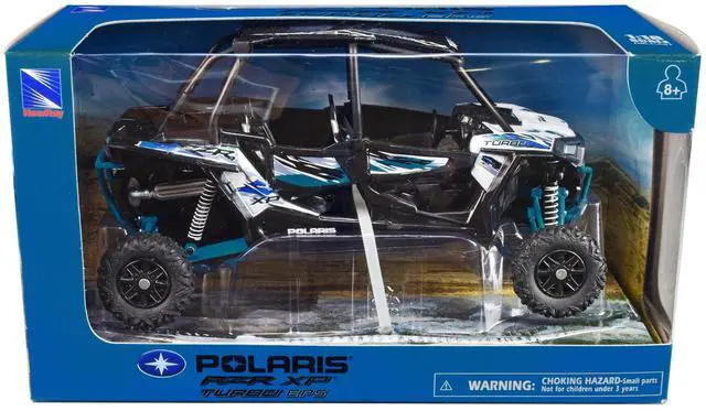 Alt view image 3 of 3 - Polaris RZR XP 4 Turbo EPS Sport UTV Matt White Lightning with Graphics and Black Top 1/18 Diecast Model by New Ray