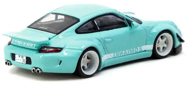Alt view image 3 of 6 - RWB 997 "Lomianki" Light Blue with White Stripes "Hobby64" Series 1/64 Diecast Model Car by Tarmac Works