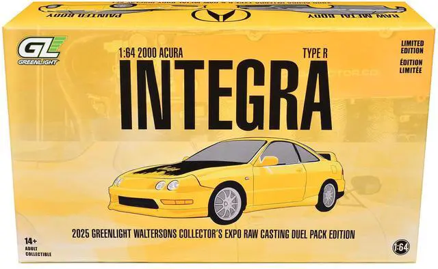 Alt view image 5 of 6 - 2000 Acura Integra Type R Yellow with Raw Casting Dual Pack 1/64 Diecast Model Car by Greenlight