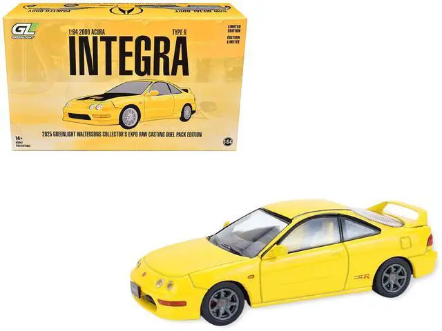 Alt view image 6 of 6 - 2000 Acura Integra Type R Yellow with Raw Casting Dual Pack 1/64 Diecast Model Car by Greenlight
