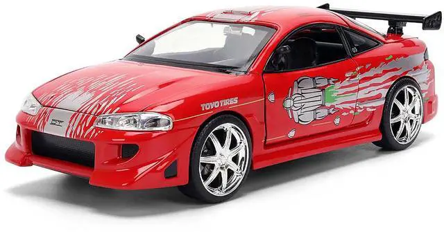 Main image of Brian's Mitsubishi Eclipse Red with Graphics Remix "The Fast and The Furious" (2001) Movie 1/24 Diecast Model Car by Jada