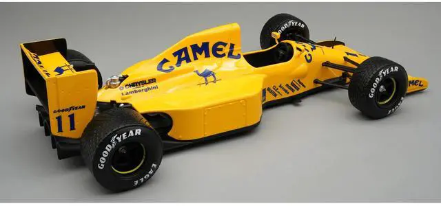 Alt view image 2 of 4 - Lotus 102 #11 "Lamborghini Engine" F1 "US GP Qualifying" (1990) "Mythos Series" with Display Case 1/18 Model Car by Tecnomodel