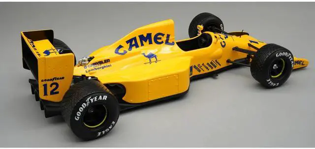 Alt view image 2 of 4 - Lotus 102 #12 "Lamborghini Engine" F1 "Monaco GP" (1990) "Mythos Series" with Display Case 1/18 Model Car by Tecnomodel