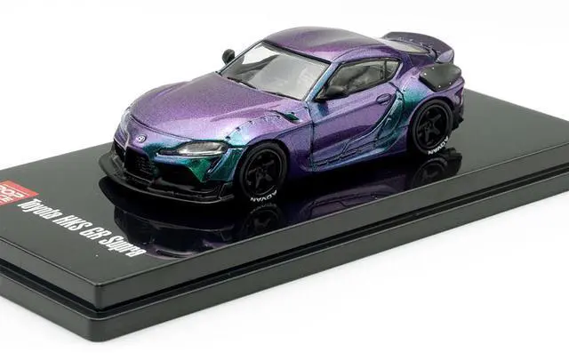Alt view image 5 of 6 - Toyota HKS GR Supra RHD (Right Hand Drive) Magic Purple Metallic 1/64 Diecast Model Car by Pop Race
