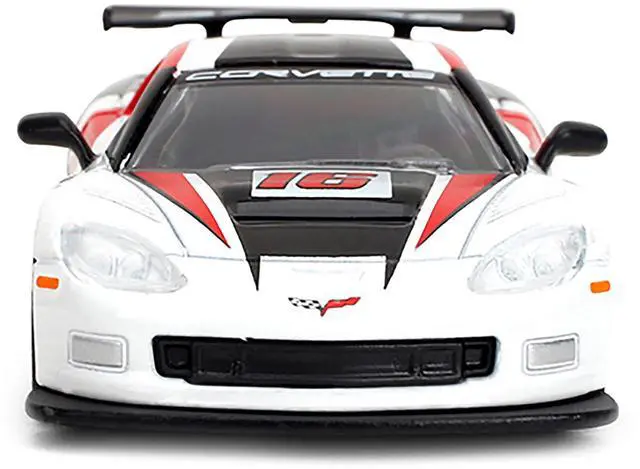 Alt view image 4 of 6 - 2005 Chevrolet Corvette C6R #16 White with Black and Red Graphics "Collection" Series 1/64 Diecast Model Car by Majorette