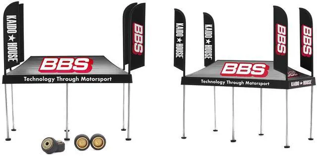 Alt view image 3 of 5 - Kaido House "BBS" Tent V1 Black with Extra Wheels for 1/64 Scale Models by Mini GT