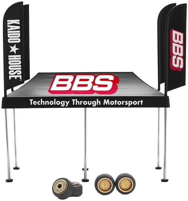 Alt view image 4 of 5 - Kaido House "BBS" Tent V1 Black with Extra Wheels for 1/64 Scale Models by Mini GT