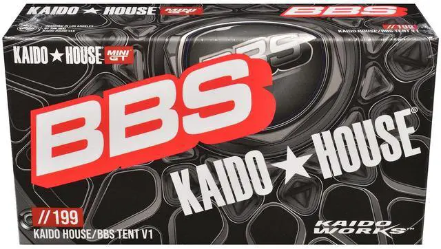 Alt view image 5 of 5 - Kaido House "BBS" Tent V1 Black with Extra Wheels for 1/64 Scale Models by Mini GT