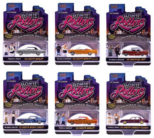 Main image of "Homie Rollerz" 2025 Series 1 Set of 6 pieces 1/64 Diecast Model Cars by Greenlight and DGA