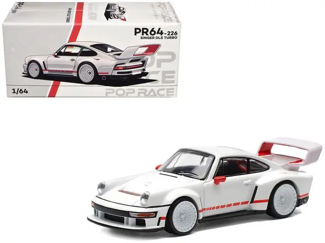 Main image of Singer DLS Turbo White with Red Stripes 1/64 Diecast Model Car by Pop Race
