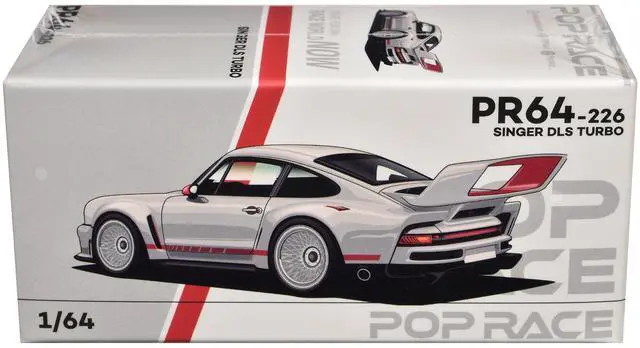 Alt view image 5 of 6 - Singer DLS Turbo White with Red Stripes 1/64 Diecast Model Car by Pop Race