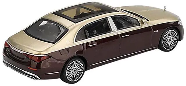 Alt view image 3 of 6 - Mercedes-Maybach S 680 Gold Metallic and Dark Red Metallic Limited Edition 1/64 Diecast Model Car by Mini GT