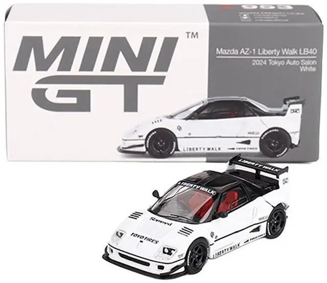 Alt view image 5 of 6 - Mazda AZ-1 Liberty Walk LB40 RHD White with Black Top "2024 Tokyo Auto Salon" Limited Edition 1/64 Diecast Model Car by Mini GT