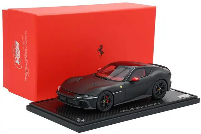 Main image of Ferrari 12Cilindri with Panoramic Roof Matt Black with DISPLAY CASE Limited Edition to 48 pieces 1/18 Model Car by BBR Models