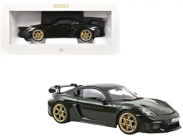 Main image of 2023 Porsche Cayman GT4 RS Weissach Pack Brewster Green with Carbon Hood 1/18 Diecast Model Car by Norev
