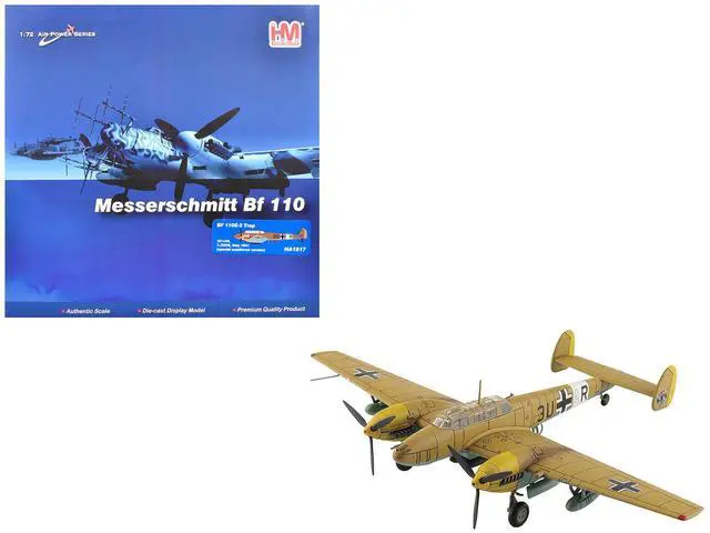 Main image of Messerschmitt BF 110E-2 Trop Fighter Aircraft "3U+AR, 7./ZG26, Italy" (1941) German Luftwaffe 1/72 Diecast Model by Hobby Master