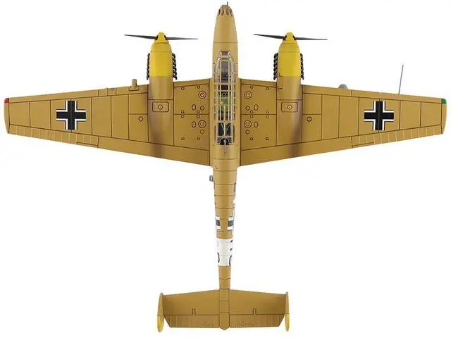 Alt view image 3 of 6 - Messerschmitt BF 110E-2 Trop Fighter Aircraft "3U+AR, 7./ZG26, Italy" (1941) German Luftwaffe 1/72 Diecast Model by Hobby Master