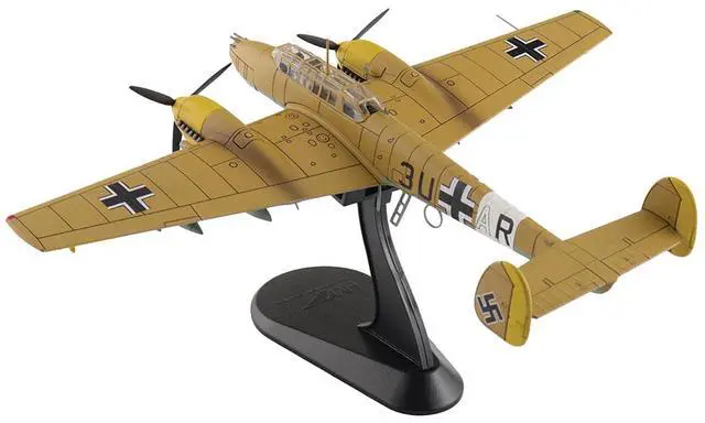 Alt view image 6 of 6 - Messerschmitt BF 110E-2 Trop Fighter Aircraft "3U+AR, 7./ZG26, Italy" (1941) German Luftwaffe 1/72 Diecast Model by Hobby Master