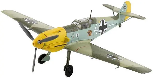 Alt view image 5 of 6 - Messerschmitt Bf 109E-3 Fighter Aircraft "White 4 Unteroffizier Horst Perez" German Luftwaffe 1/48 Diecast Model by Hobby Master