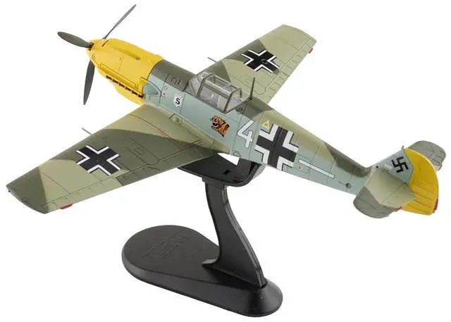 Alt view image 6 of 6 - Messerschmitt Bf 109E-3 Fighter Aircraft "White 4 Unteroffizier Horst Perez" German Luftwaffe 1/48 Diecast Model by Hobby Master